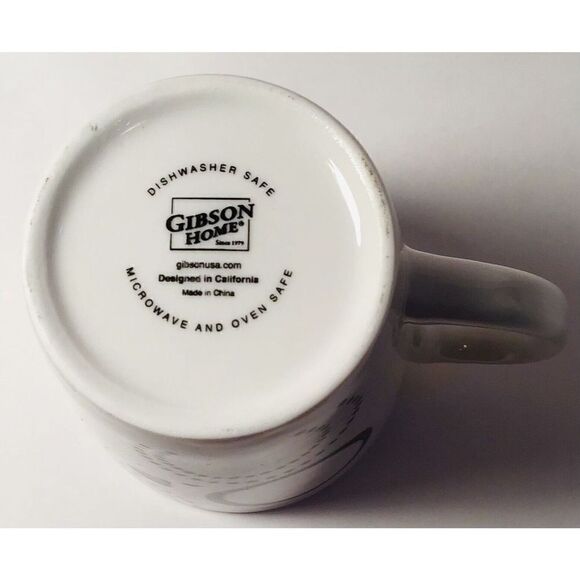 Gibson Home 8 oz Black And White Mug Cup Set Of 4 Modern Retro Design - Picture 8 of 11